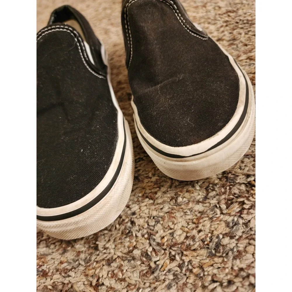 Vans Classic Slip On Black White Canvas Sneakers Men 4.5 Women 6 721565